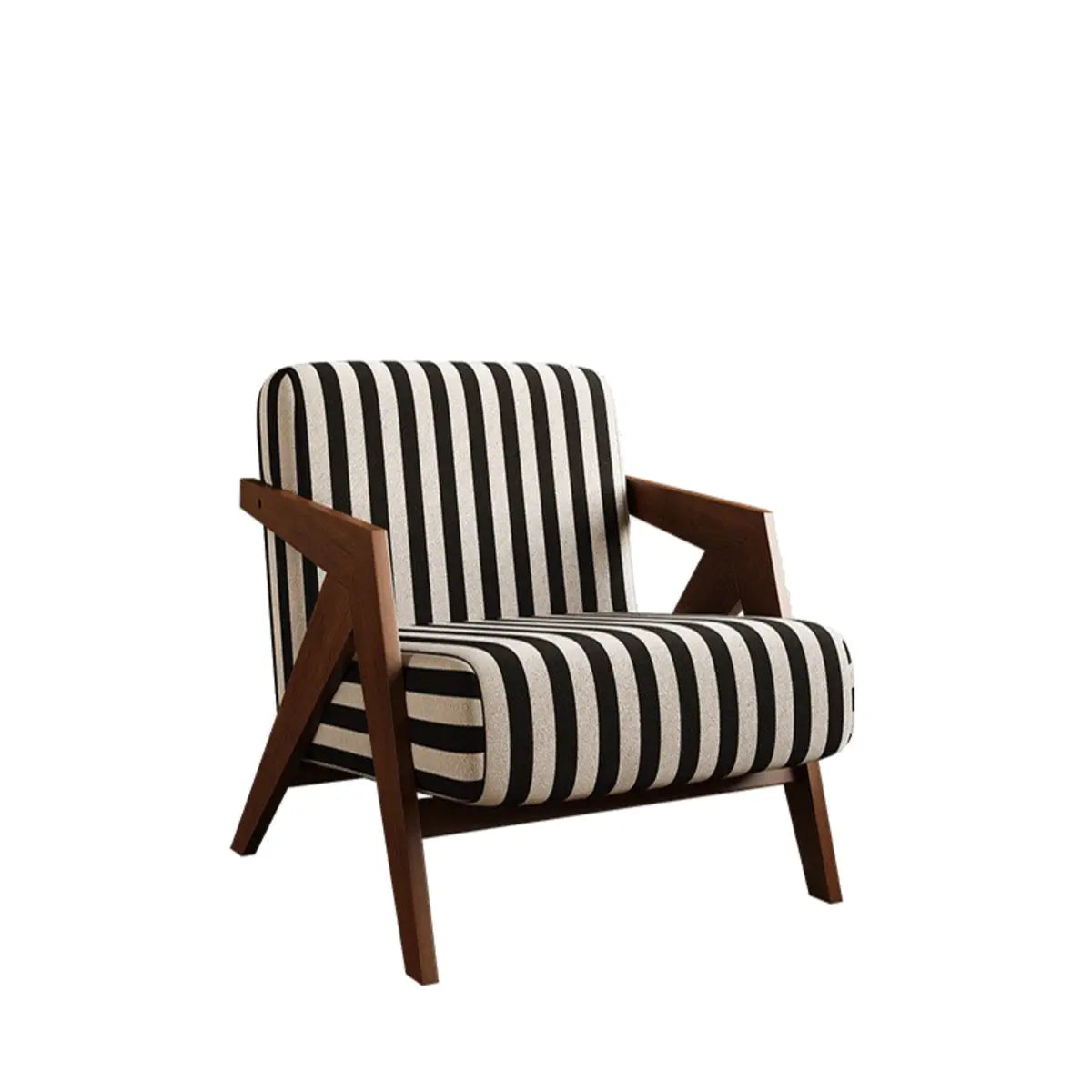 Black-White Stripe Jacquard Fabric Accent Chair Image - 9