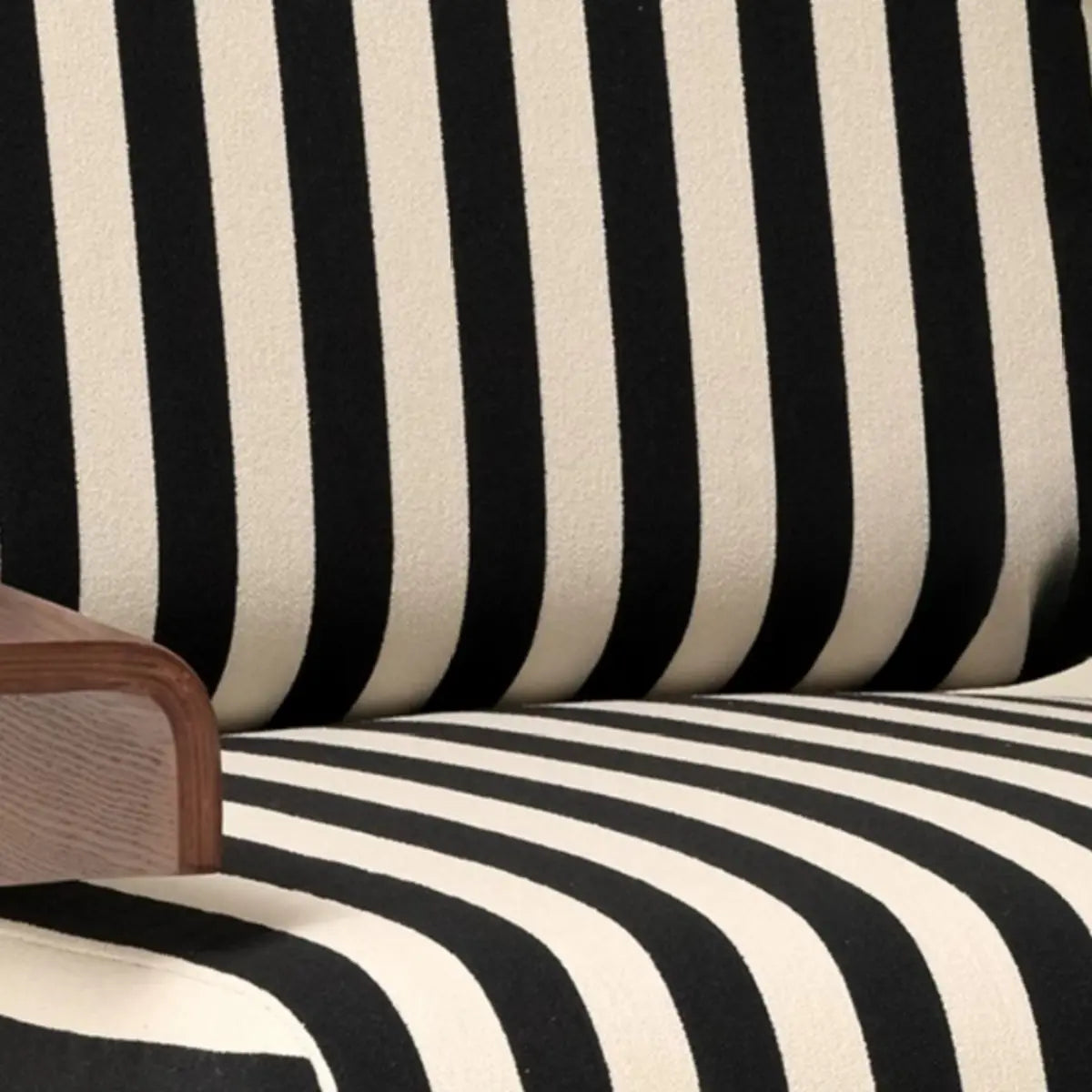 Black-White Striped Cotton Linen Fixed Back Arm Chair Image - 14