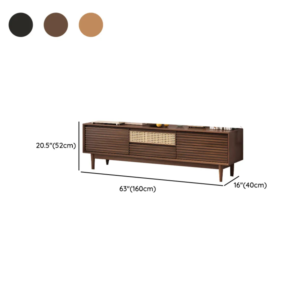 Black Wood Cabinet TV Stand with Stainless Steel Leg Image - 20