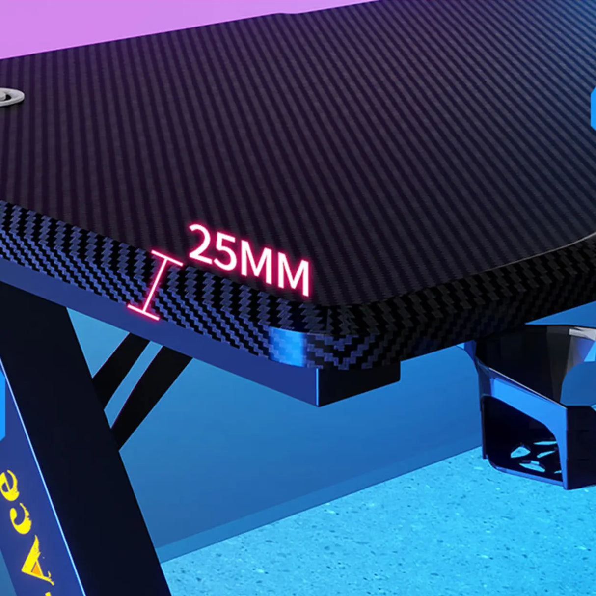 Black Wood Cable Management Sled Standard Gaming Desk Image - 12