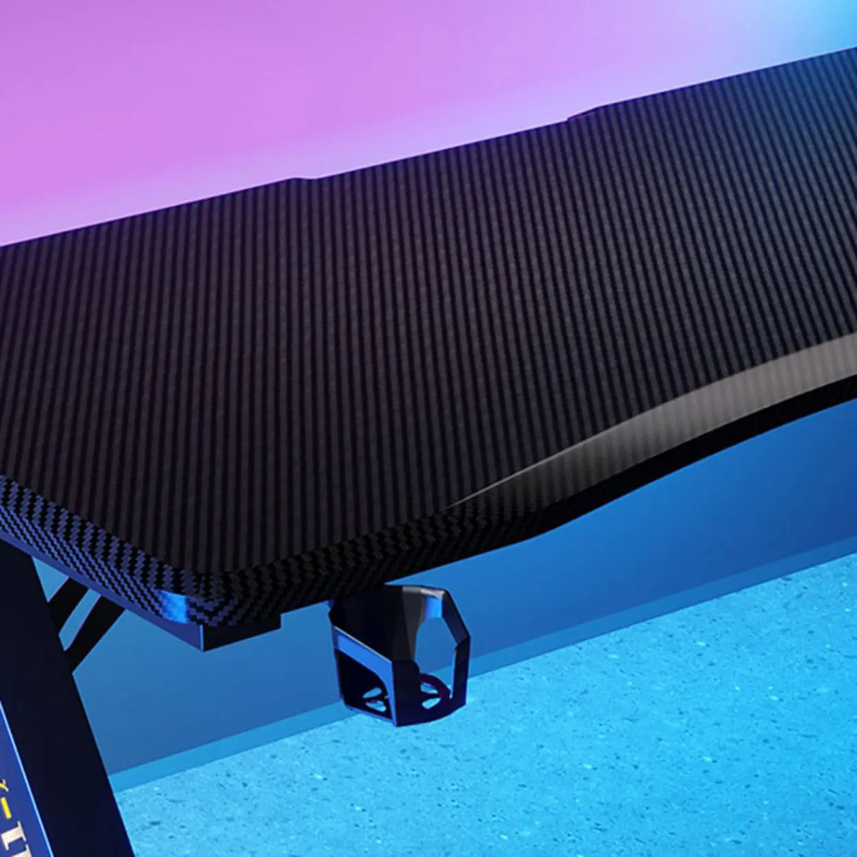 Black Wood Cable Management Sled Standard Gaming Desk Image - 16