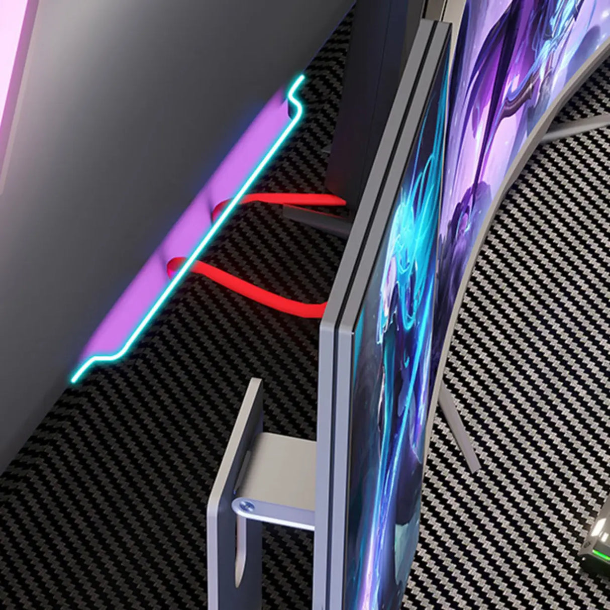 Black Wood Cable Management Sled Standard Gaming Desk Image - 17