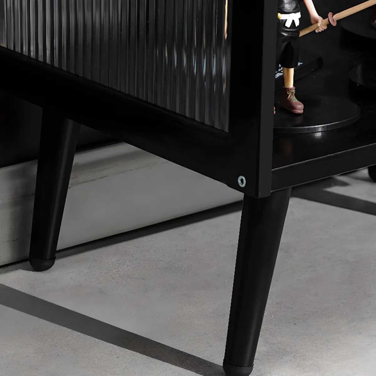 Black Wood Clear Freestanding Curio Display Cabinet Image - 10