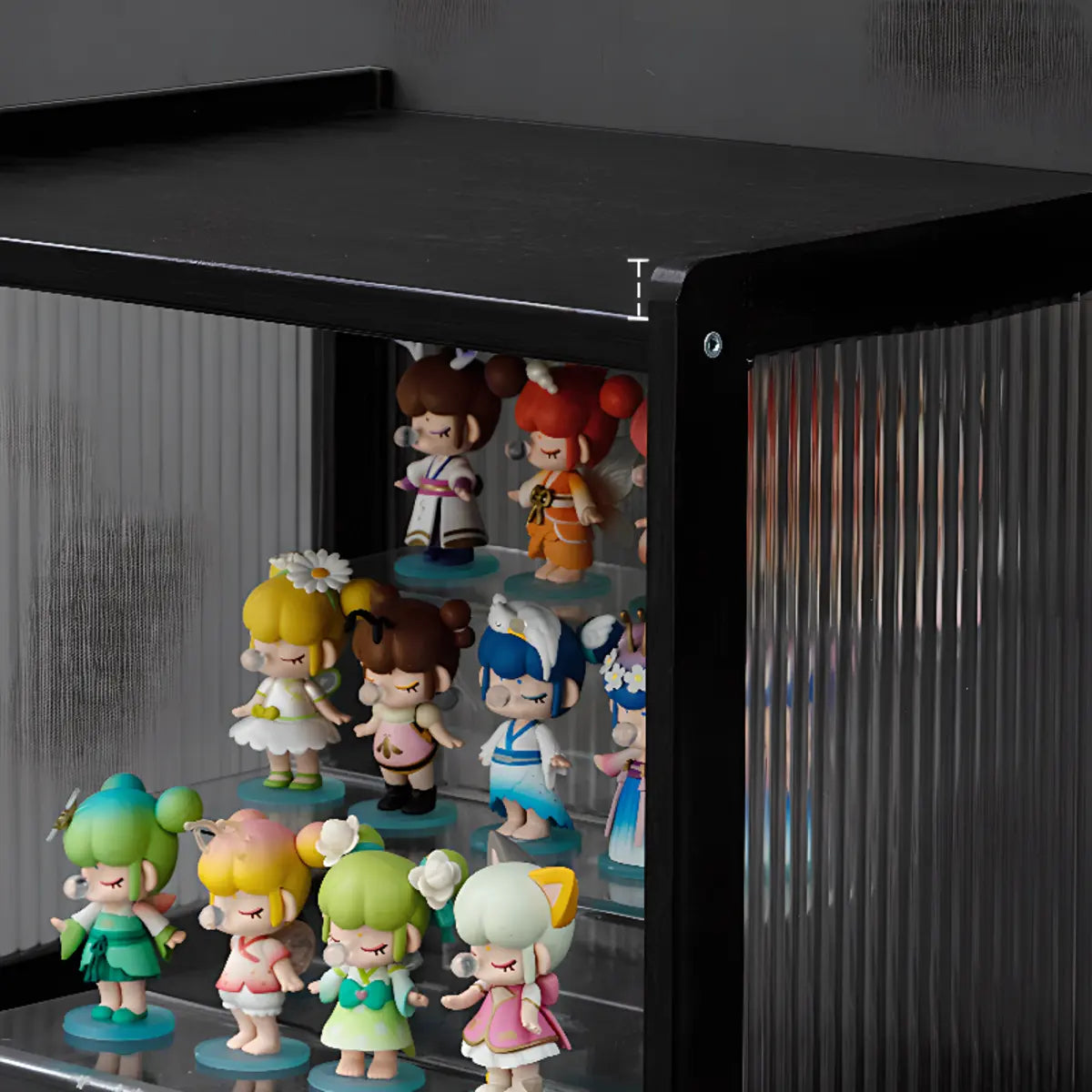 Black Wood Clear Freestanding Curio Display Cabinet Image - 11