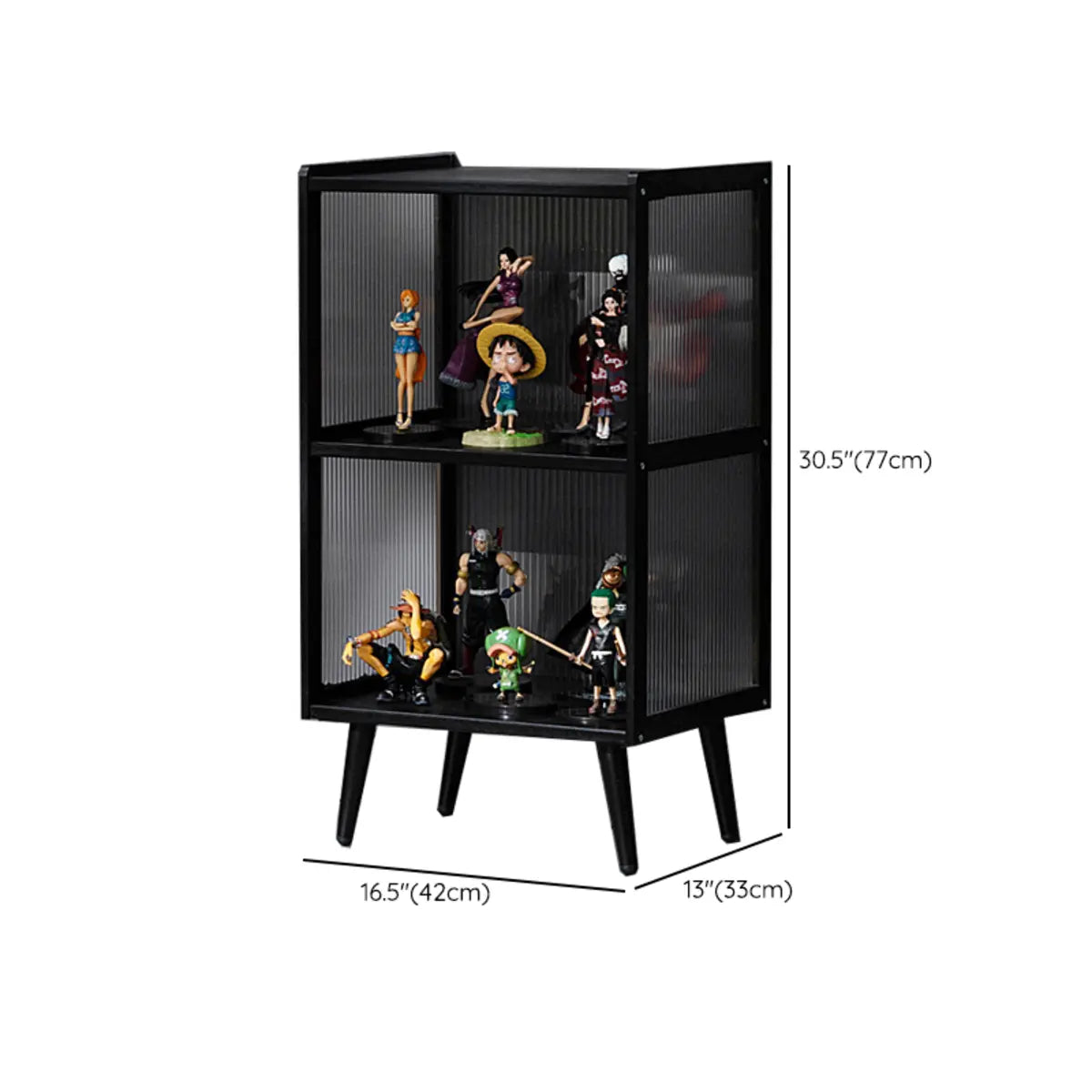 Black Wood Clear Freestanding Curio Display Cabinet