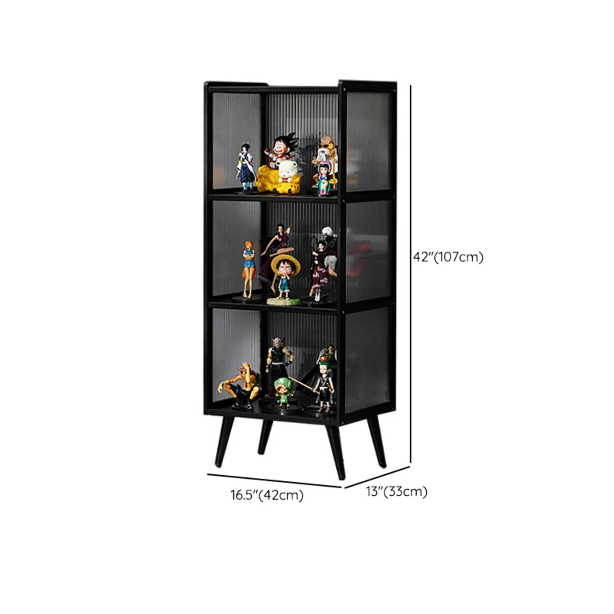 Black Wood Clear Freestanding Curio Display Cabinet Image - 14