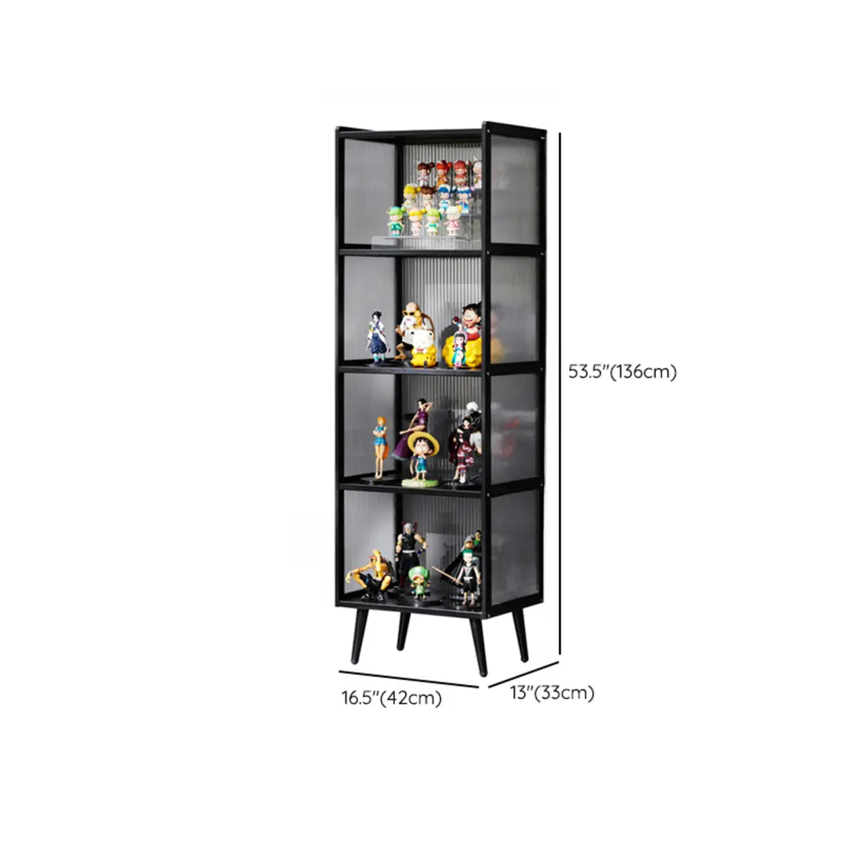 Black Wood Clear Freestanding Curio Display Cabinet Image - 15
