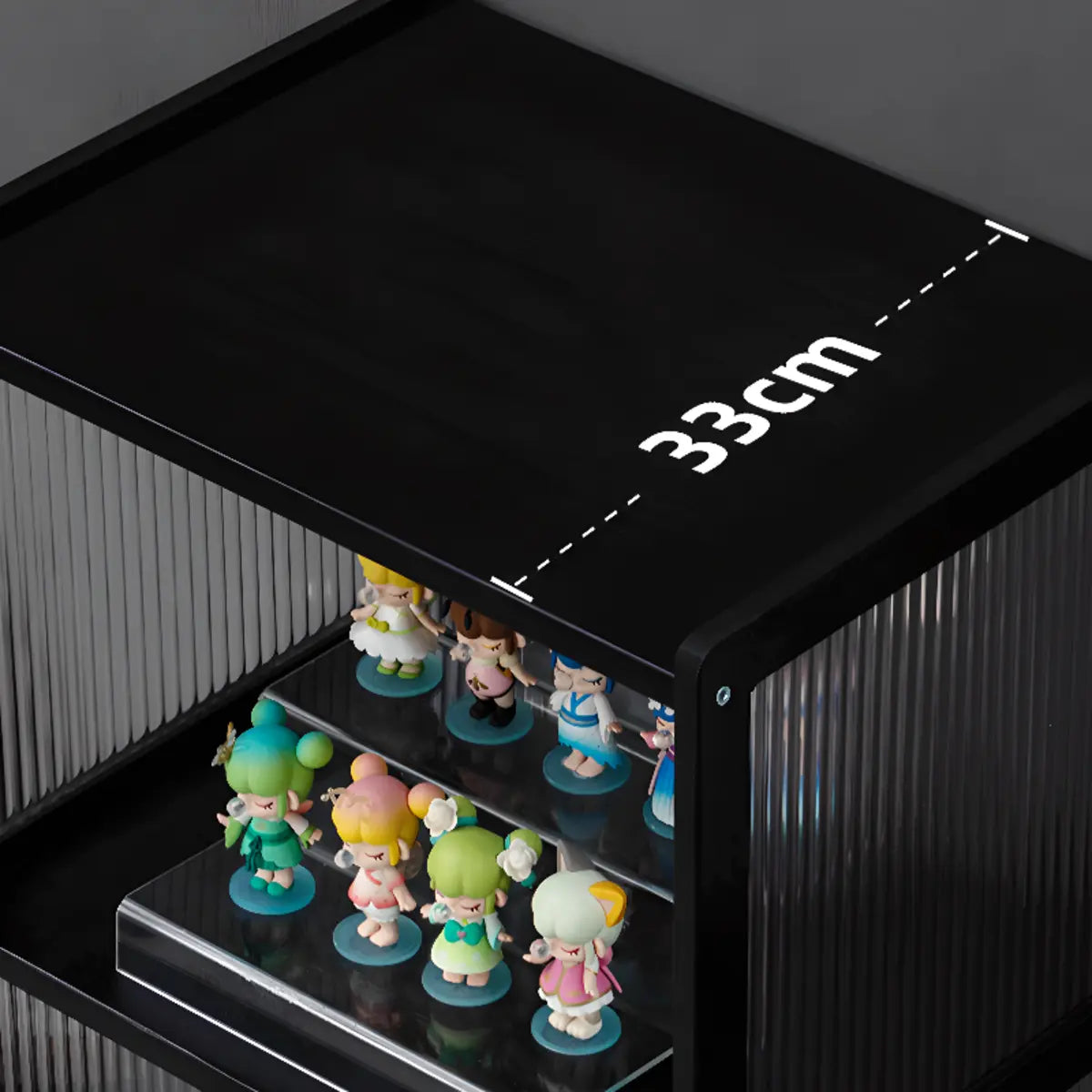 Black Wood Clear Freestanding Curio Display Cabinet Image - 8