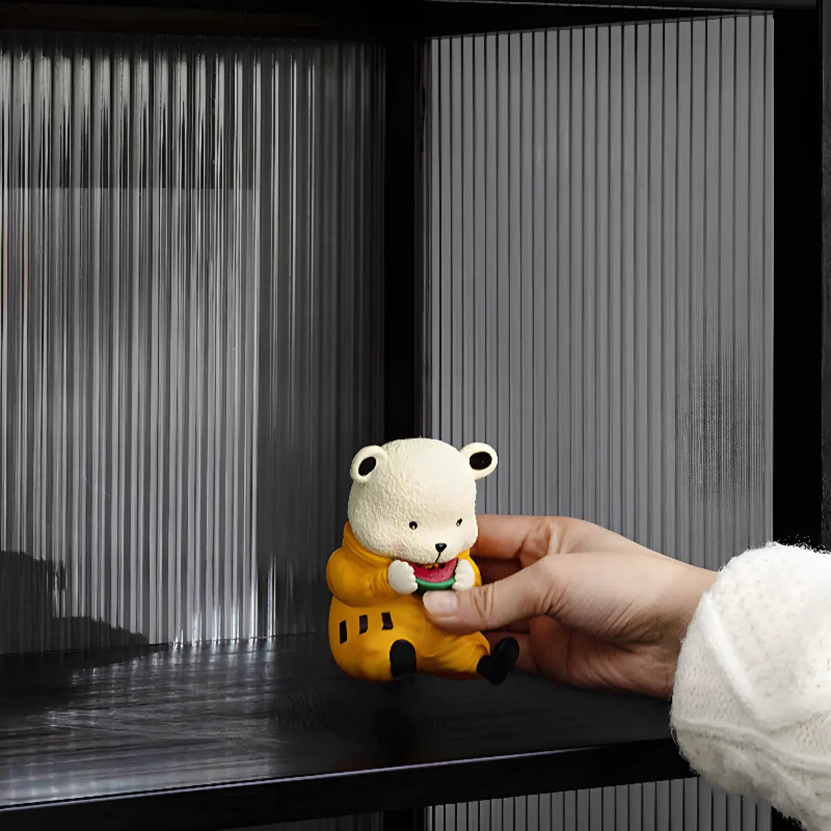 Black Wood Clear Freestanding Curio Display Cabinet Image - 9