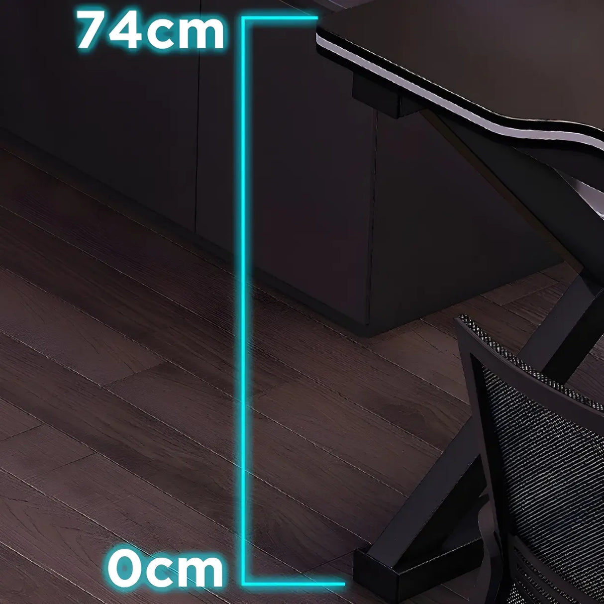 Black Wood Gaming Computer Desk with Trestle Base Image - 7