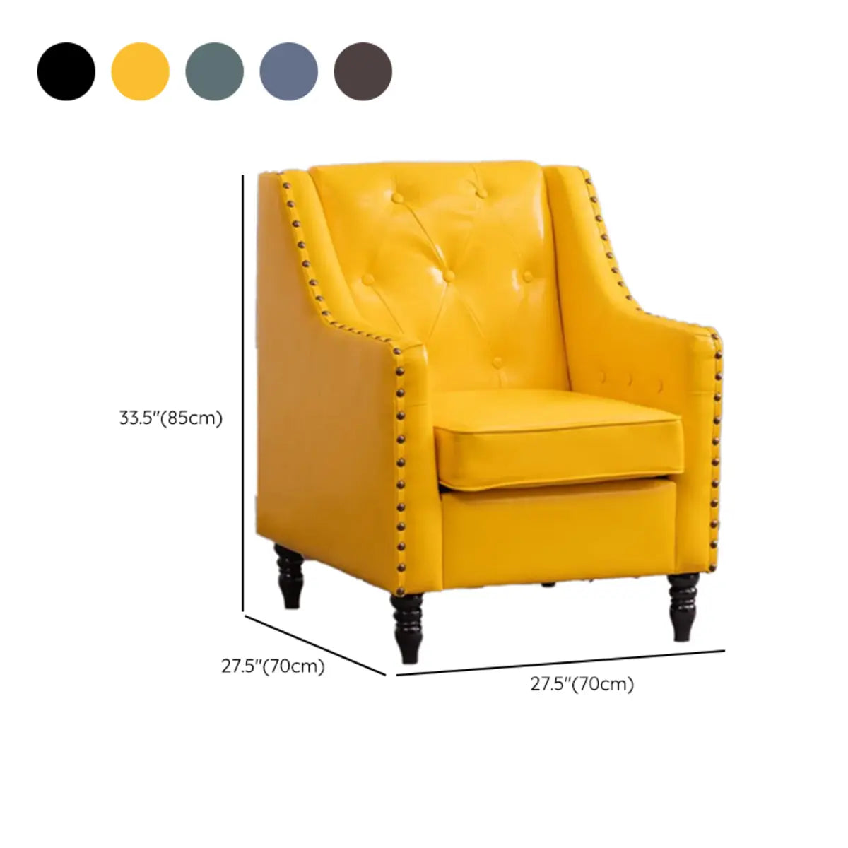 Blackish Green Oiled Leather Flared Arm Lounge Chair