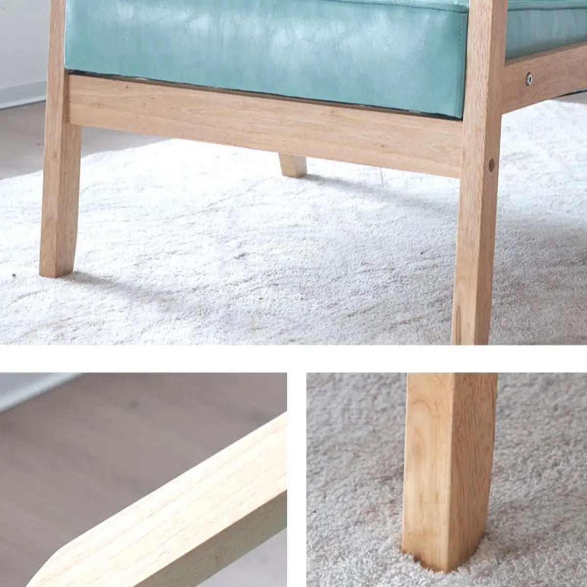 Blackish Green Oiled Leather Tufted Back Accent Chair Image - 10