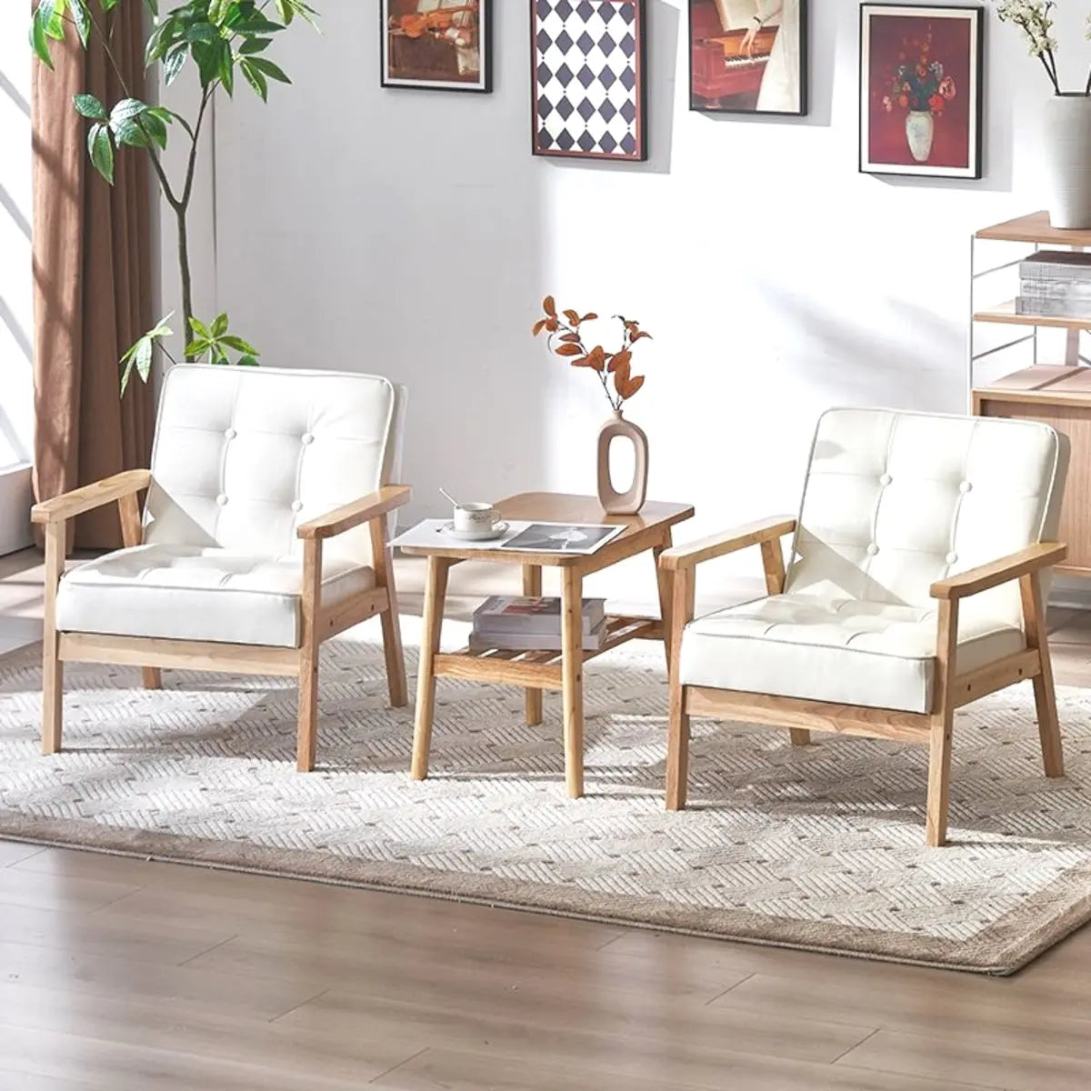 Blackish Green Oiled Leather Tufted Back Accent Chair Image - 6