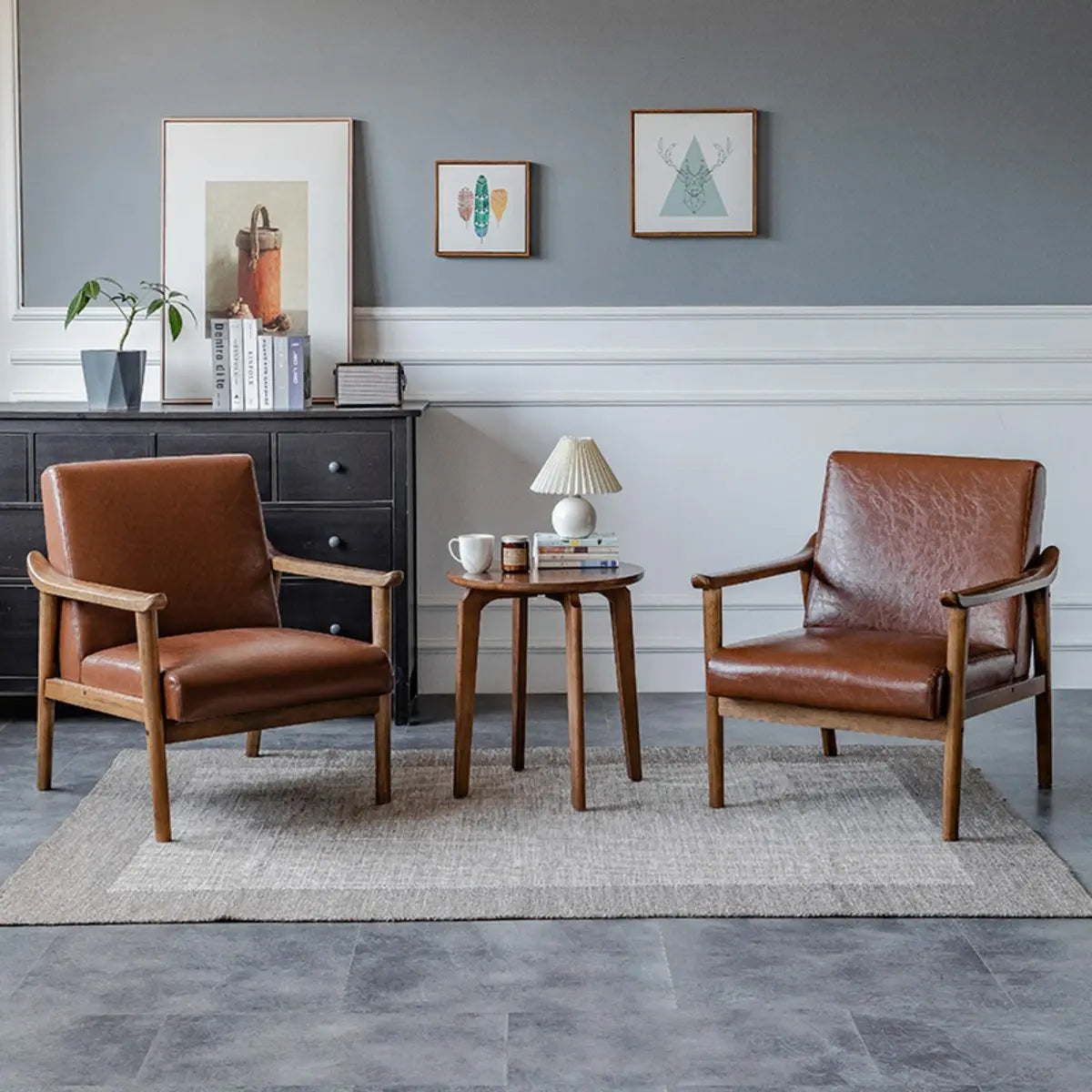 Blackish Green Stain Resistant Oiled Leather Arm Chair Image - 6