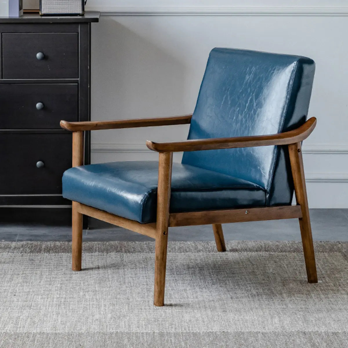 Blackish Green Stain Resistant Oiled Leather Arm Chair Image - 9