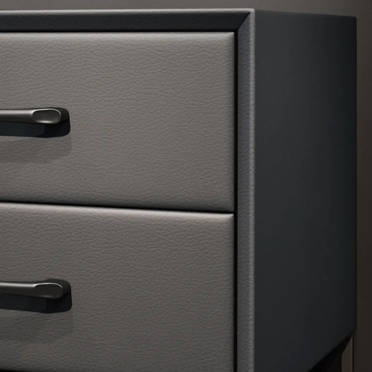 Blue 2 Tiers Storage Square Leather Nightstand with Legs Image - 15