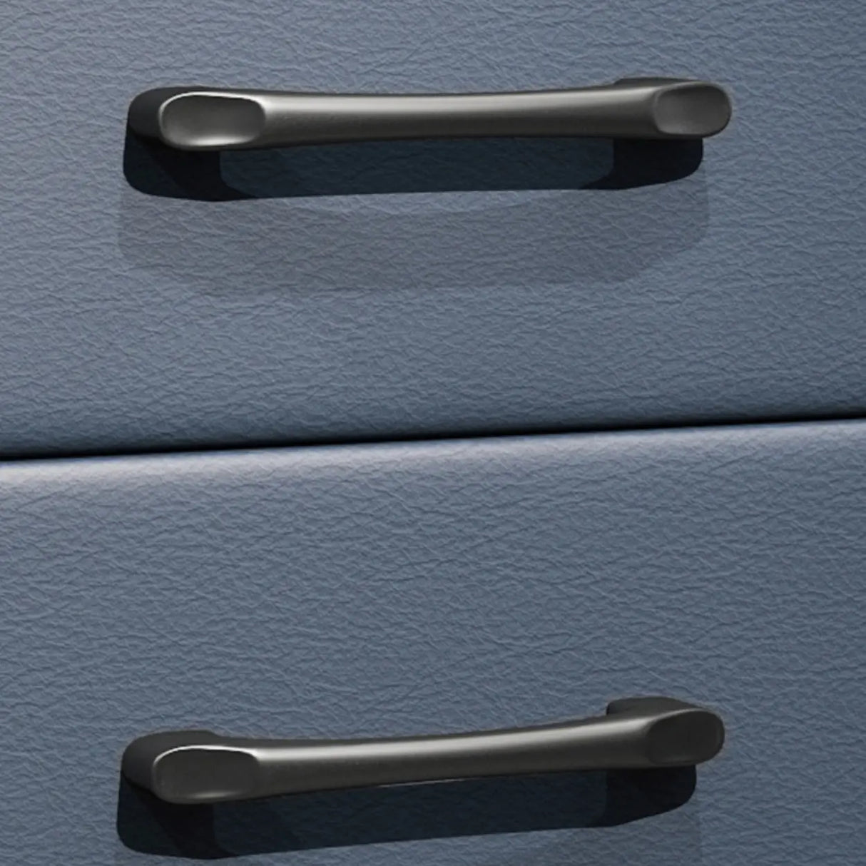 Blue 2 Tiers Storage Square Leather Nightstand with Legs Image - 4