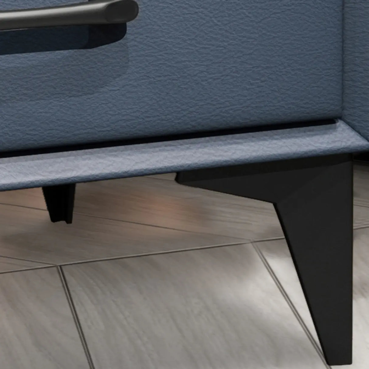 Blue 2 Tiers Storage Square Leather Nightstand with Legs Image - 6