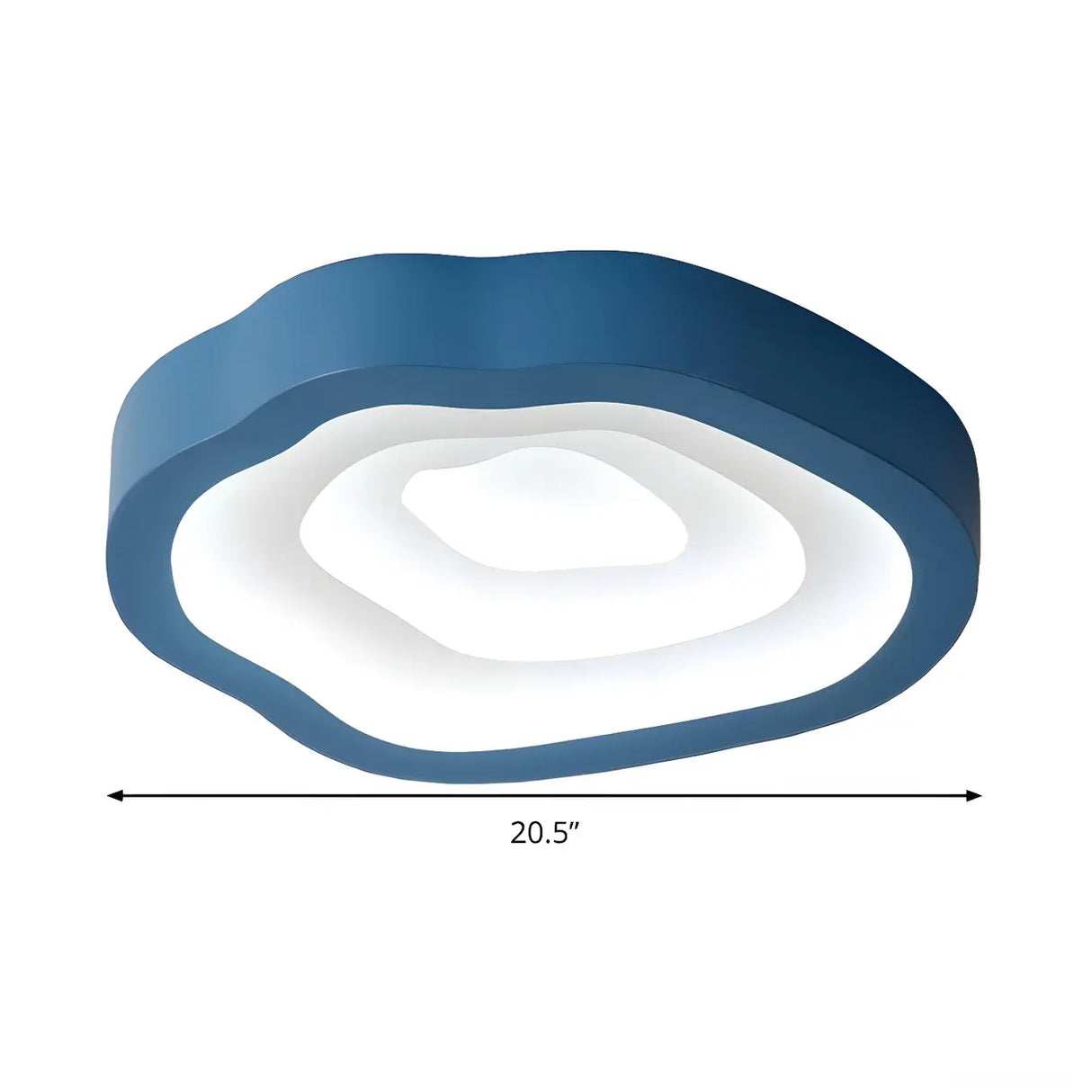 Blue Annual Rings Drum LED Flush Mount Ceiling Light Image - 14