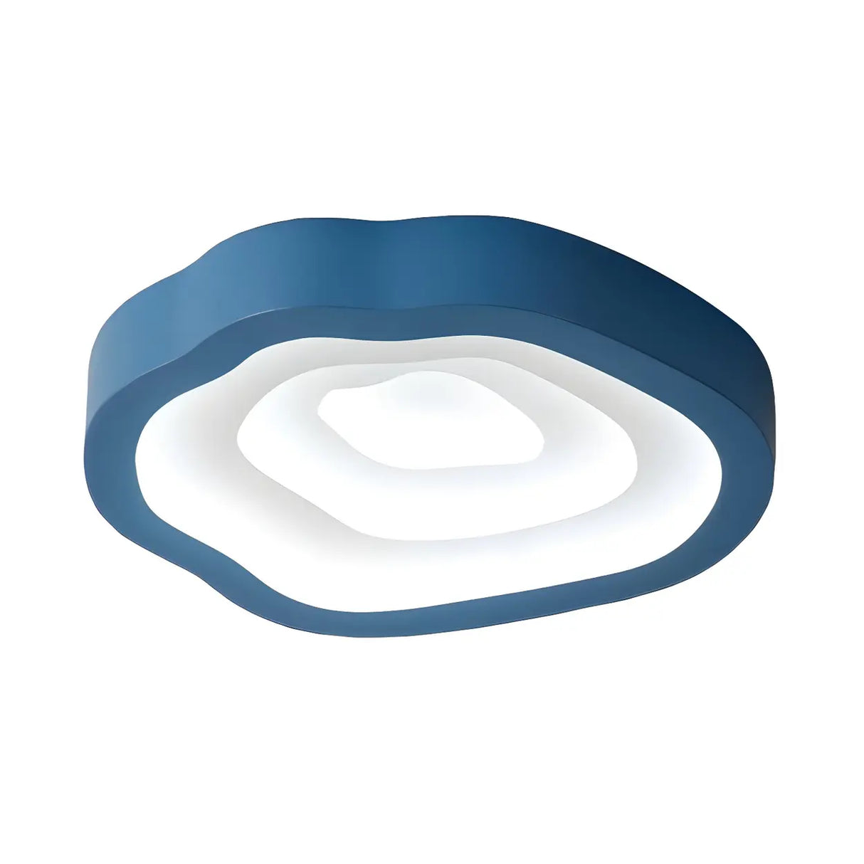 Blue Annual Rings Drum LED Flush Mount Ceiling Light Image - 4