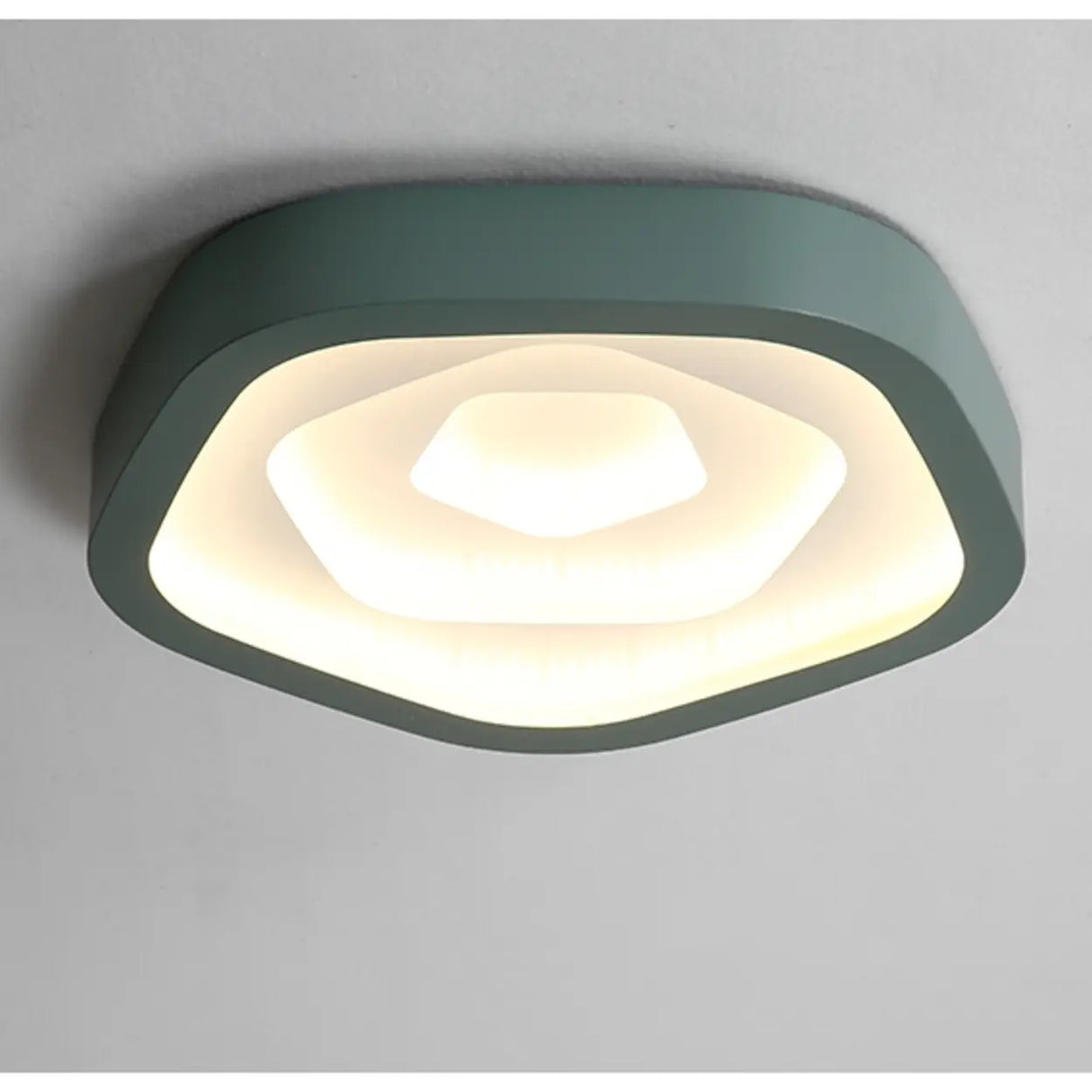 Blue Annual Rings Drum LED Flush Mount Ceiling Light Image - 5