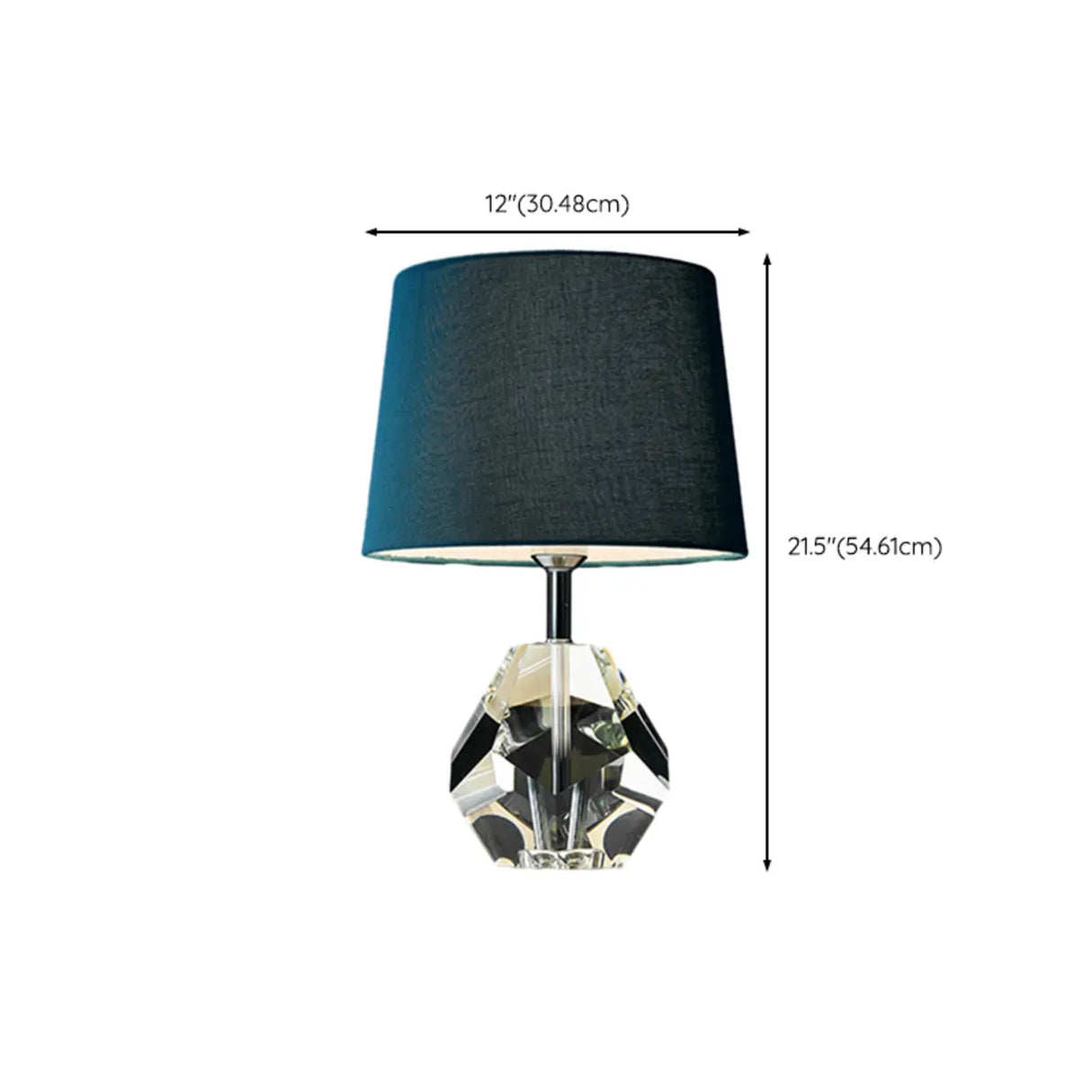 Blue Barrel Shade Crystal Base Standard Table Lamp