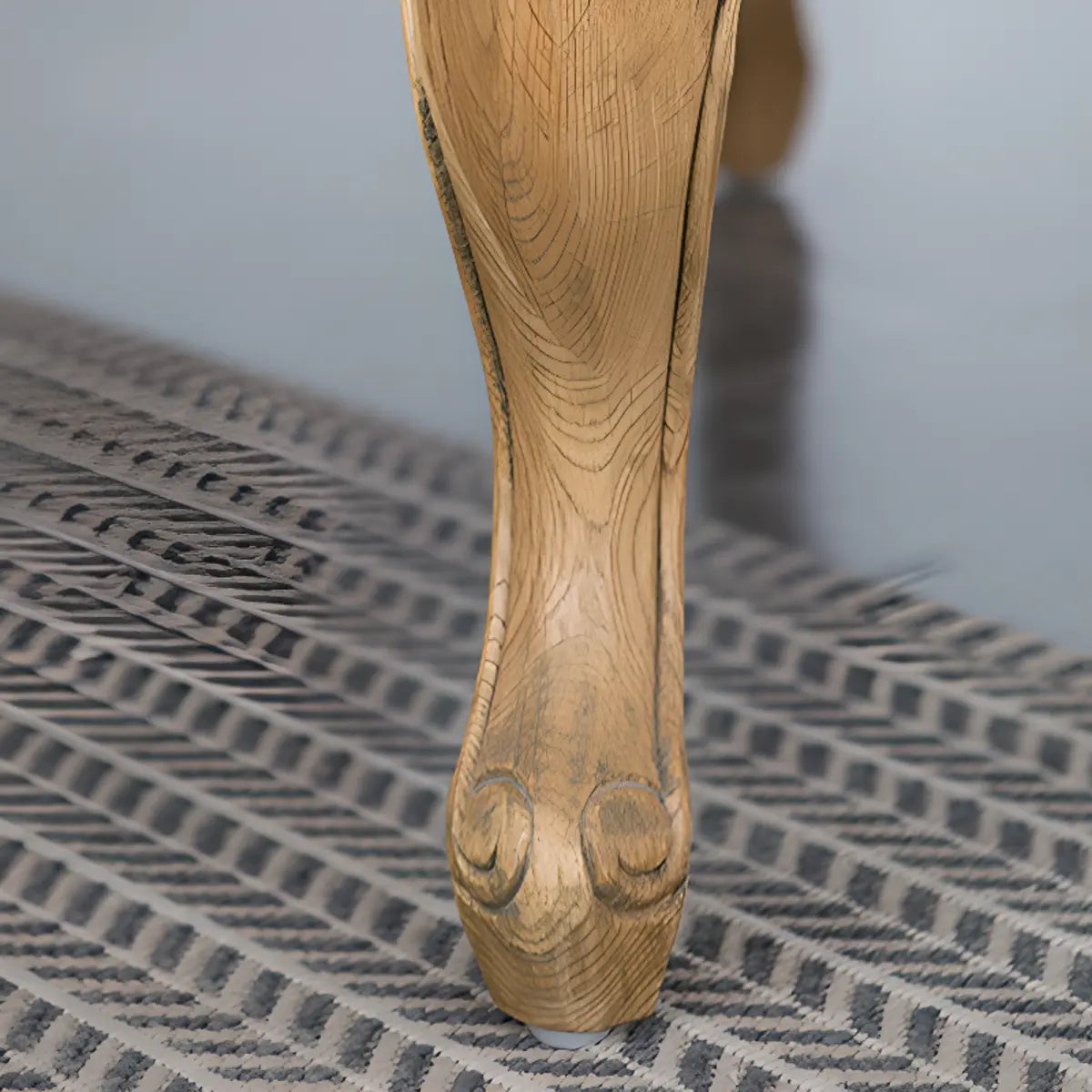 Blue-Beige Cotton Linen Pillow Back Wingback Chair Image - 8