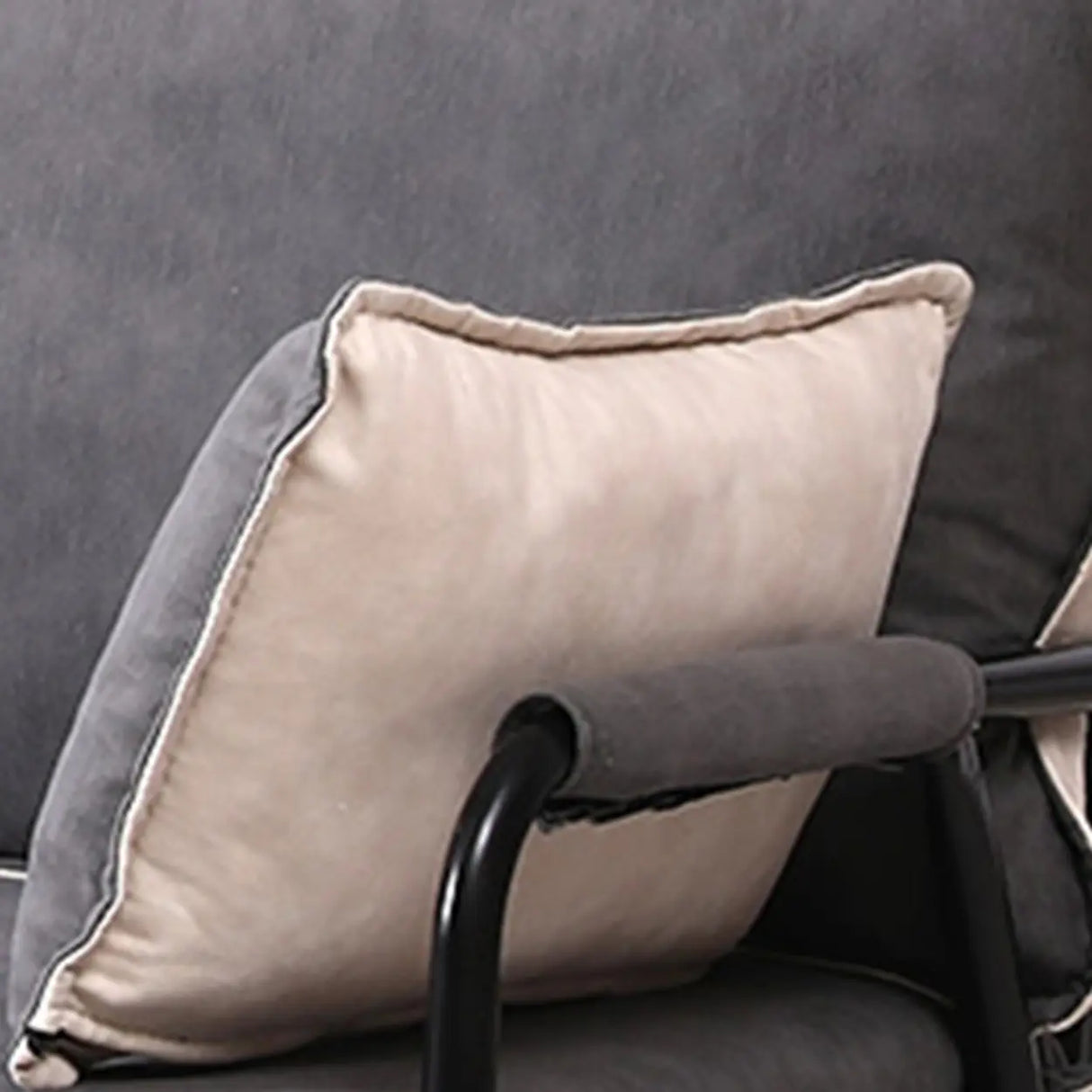 Blue-Beige Removable Cushion Square Arm Pillow Sofa Image - 14