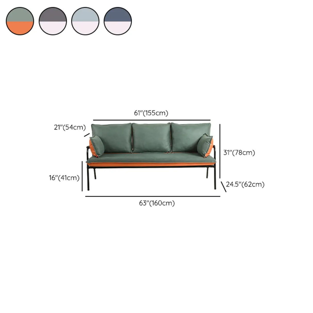 Blue-Beige Removable Cushion Square Arm Pillow Sofa