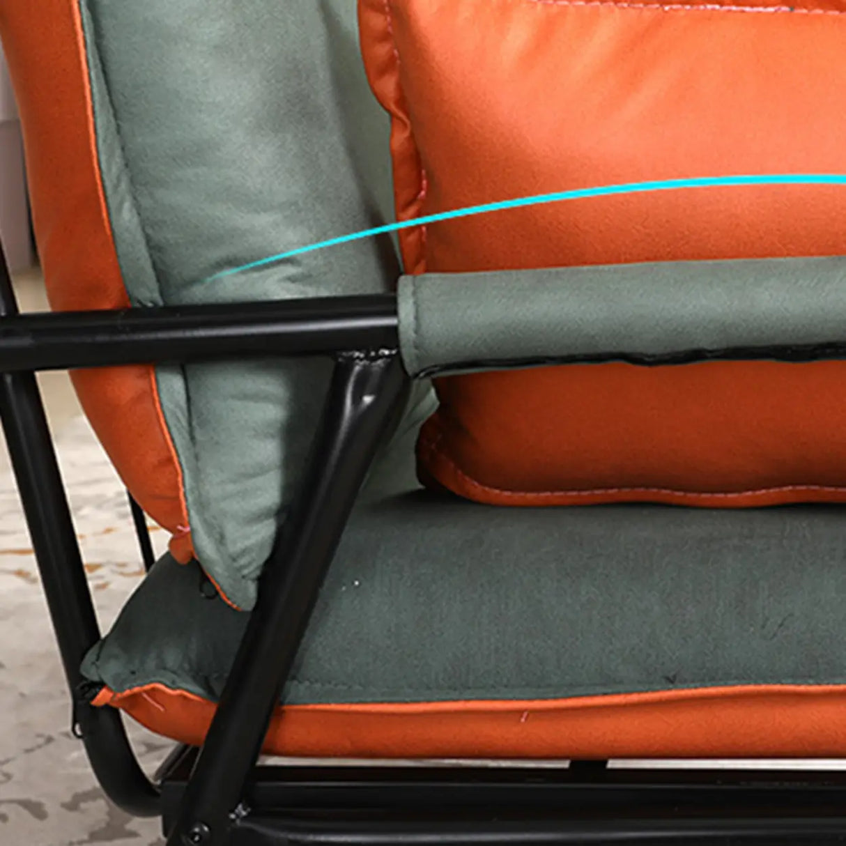 Blue-Beige Removable Cushion Square Arm Pillow Sofa Image - 9