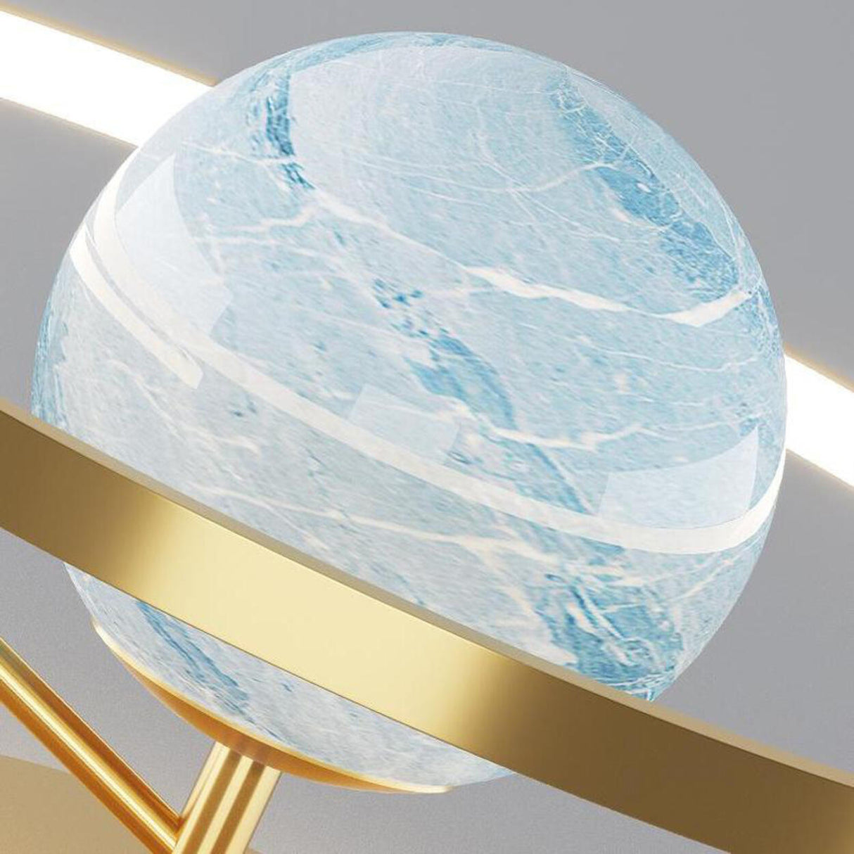 Blue Globe Gold Ring LED Semi-Flush Mount Ceiling Light Image - 11