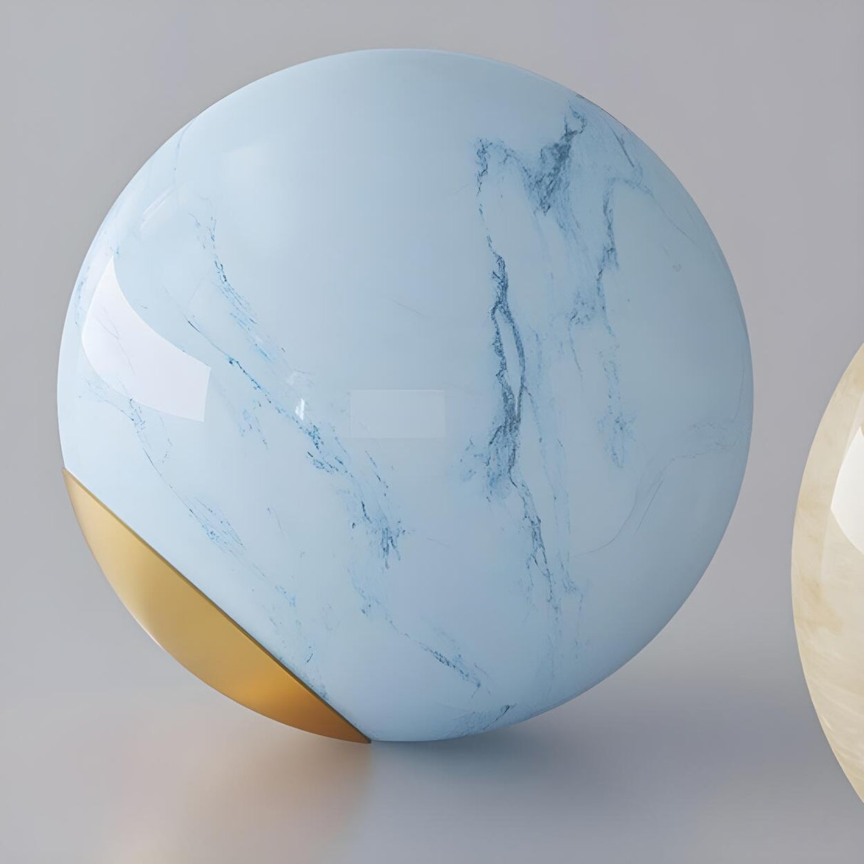 Blue Globe Gold Ring LED Semi-Flush Mount Ceiling Light Image - 6