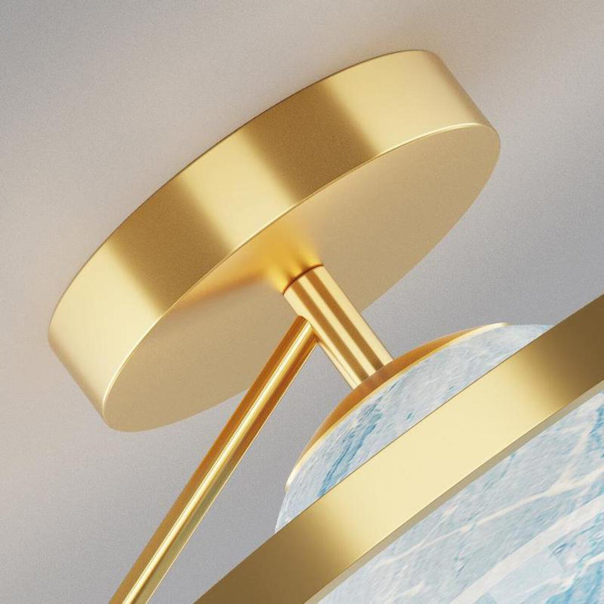 Blue Globe Gold Ring LED Semi-Flush Mount Ceiling Light Image - 9