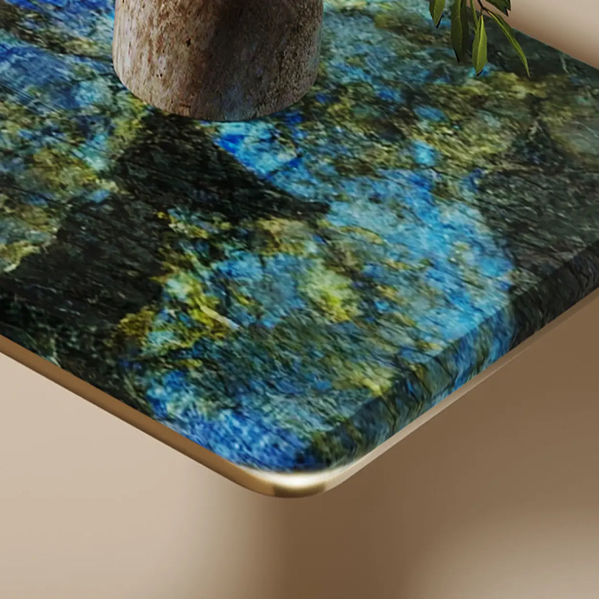 Blue-Gold Elegant Curved Base Marble Top Console Table Image - 7