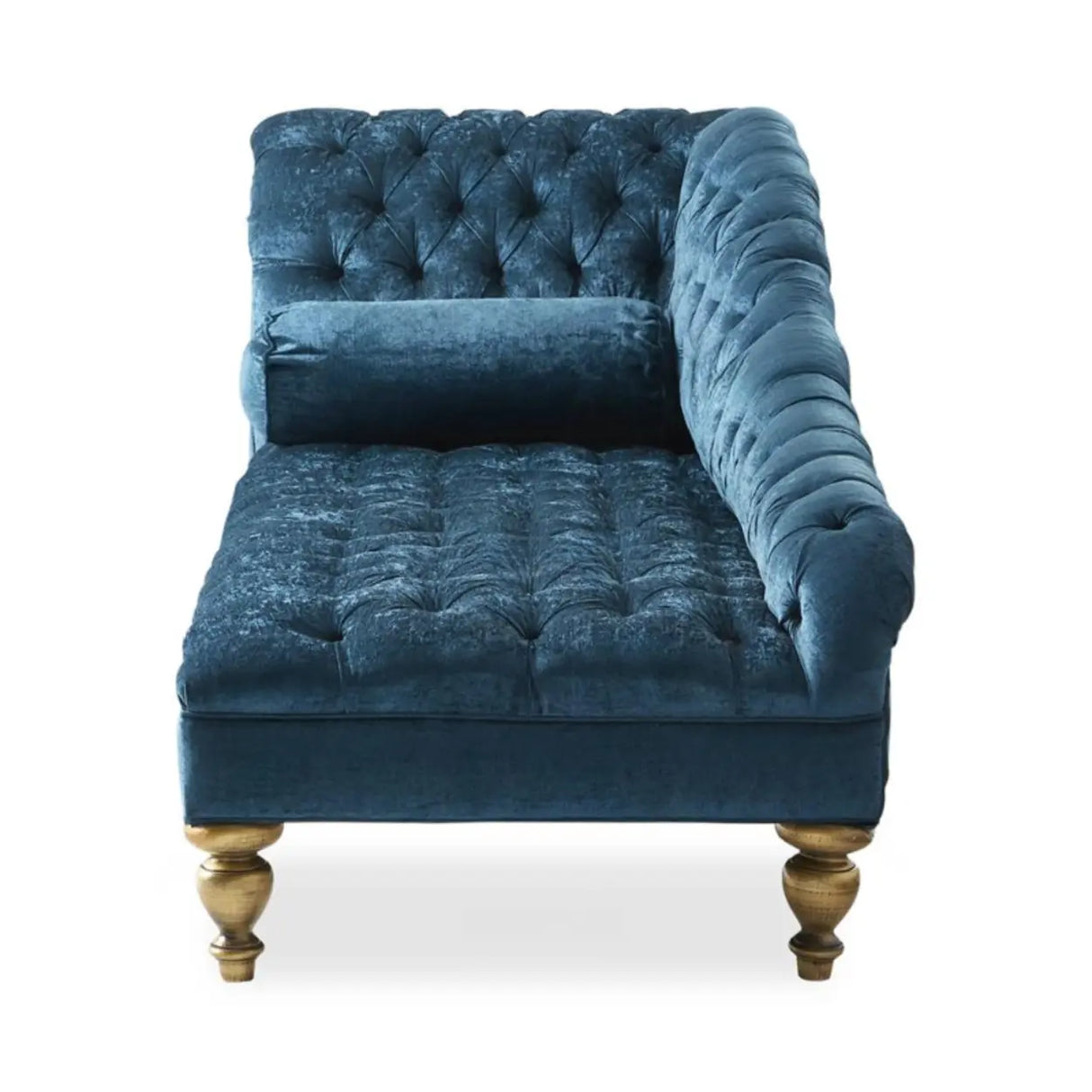 Blue Large Velvet Solid Color Tufted Left-Arm Chaise Image - 3