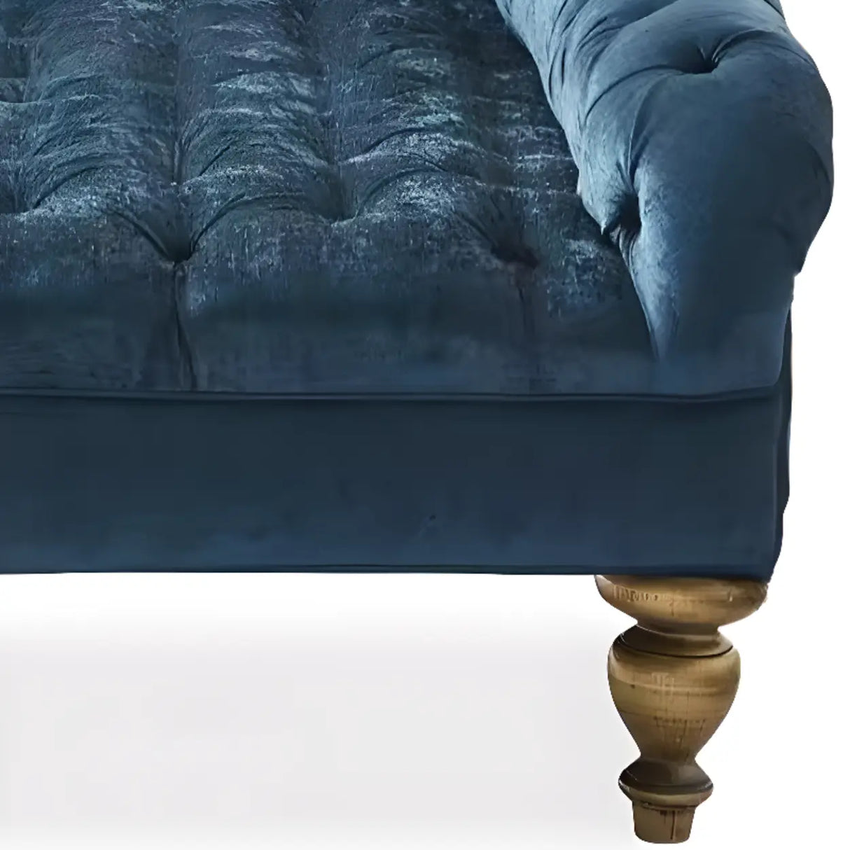 Blue Large Velvet Solid Color Tufted Left-Arm Chaise Image - 5
