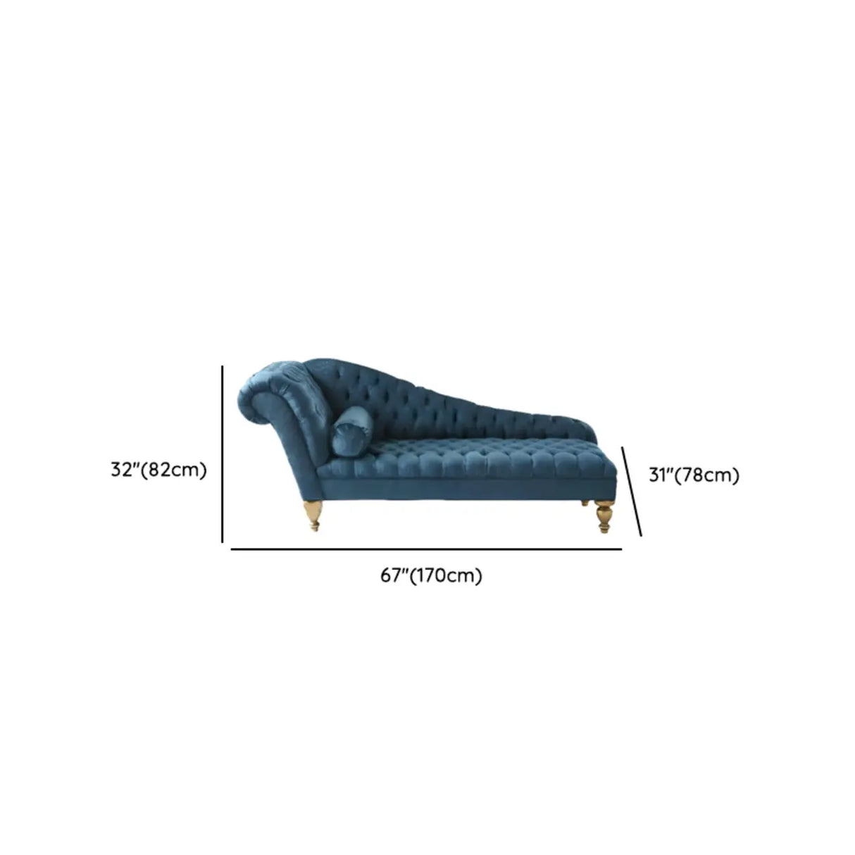 Blue Large Velvet Solid Color Tufted Left-Arm Chaise