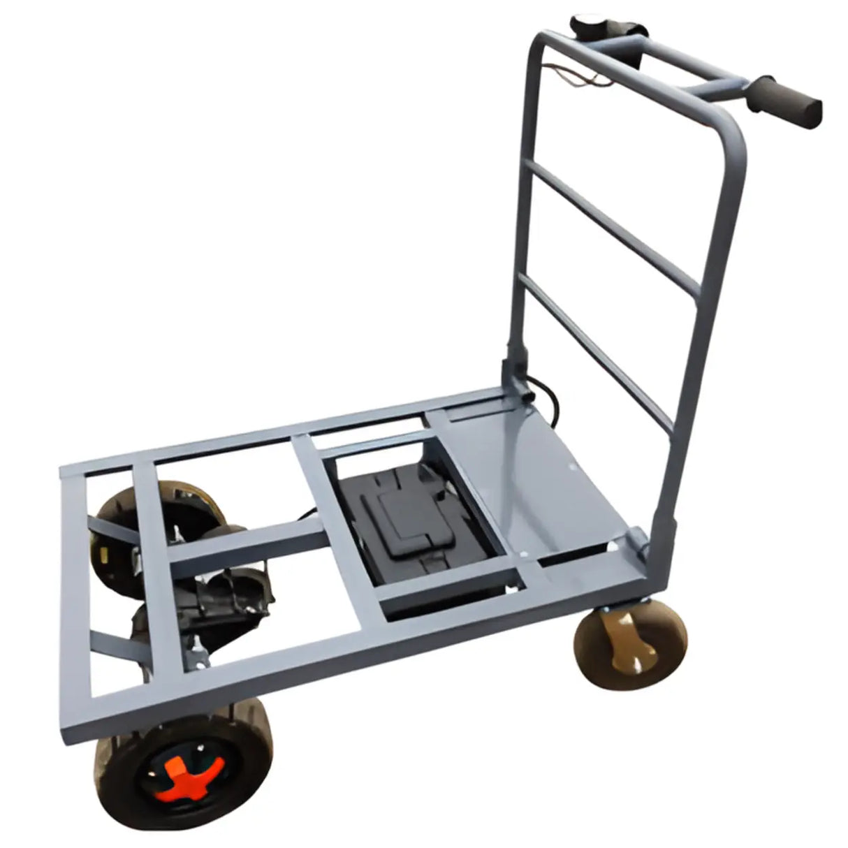 Blue Metal Flatbed Utility Cart with Four Casters Image - 5