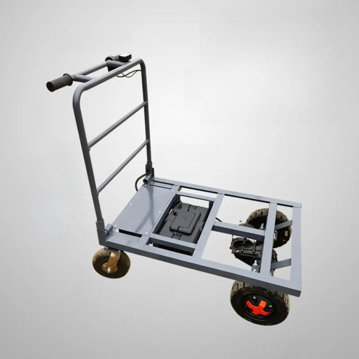 Blue Metal Flatbed Utility Cart with Four Casters Image - 7