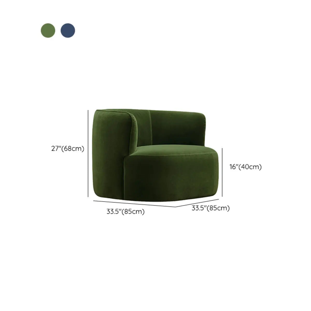 Blue Scratch Resistant Flannel Recessed Arm Barrel Chair