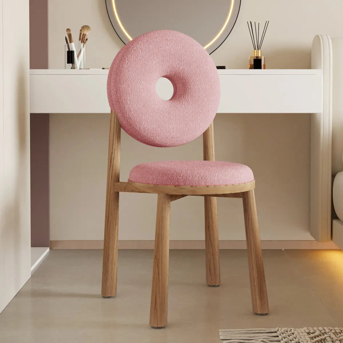 Blue Sherpa Natural Leg High-Back Textured Side Chair Image - 13