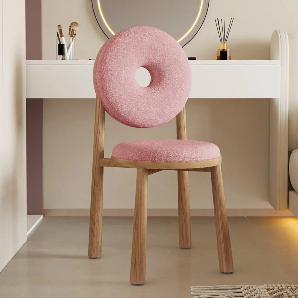 Blue Sherpa Natural Leg High-Back Textured Side Chair Image - 13