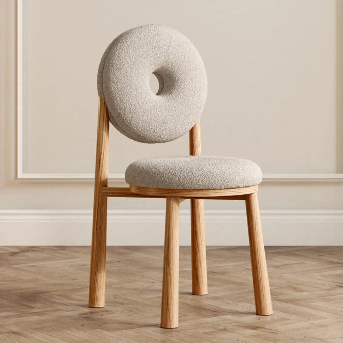 Blue Sherpa Natural Leg High-Back Textured Side Chair Image - 14