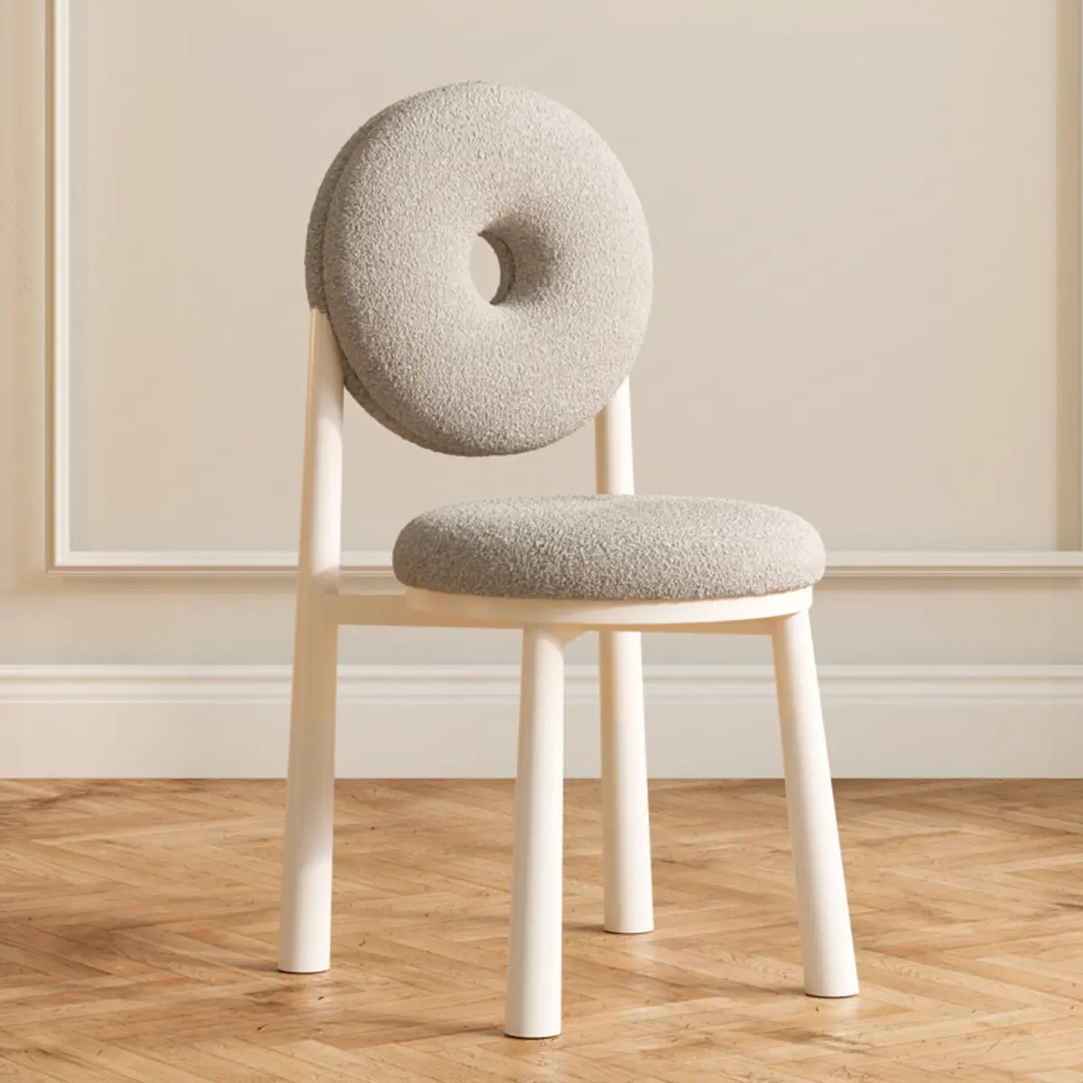 Blue Sherpa Natural Leg High-Back Textured Side Chair Image - 15