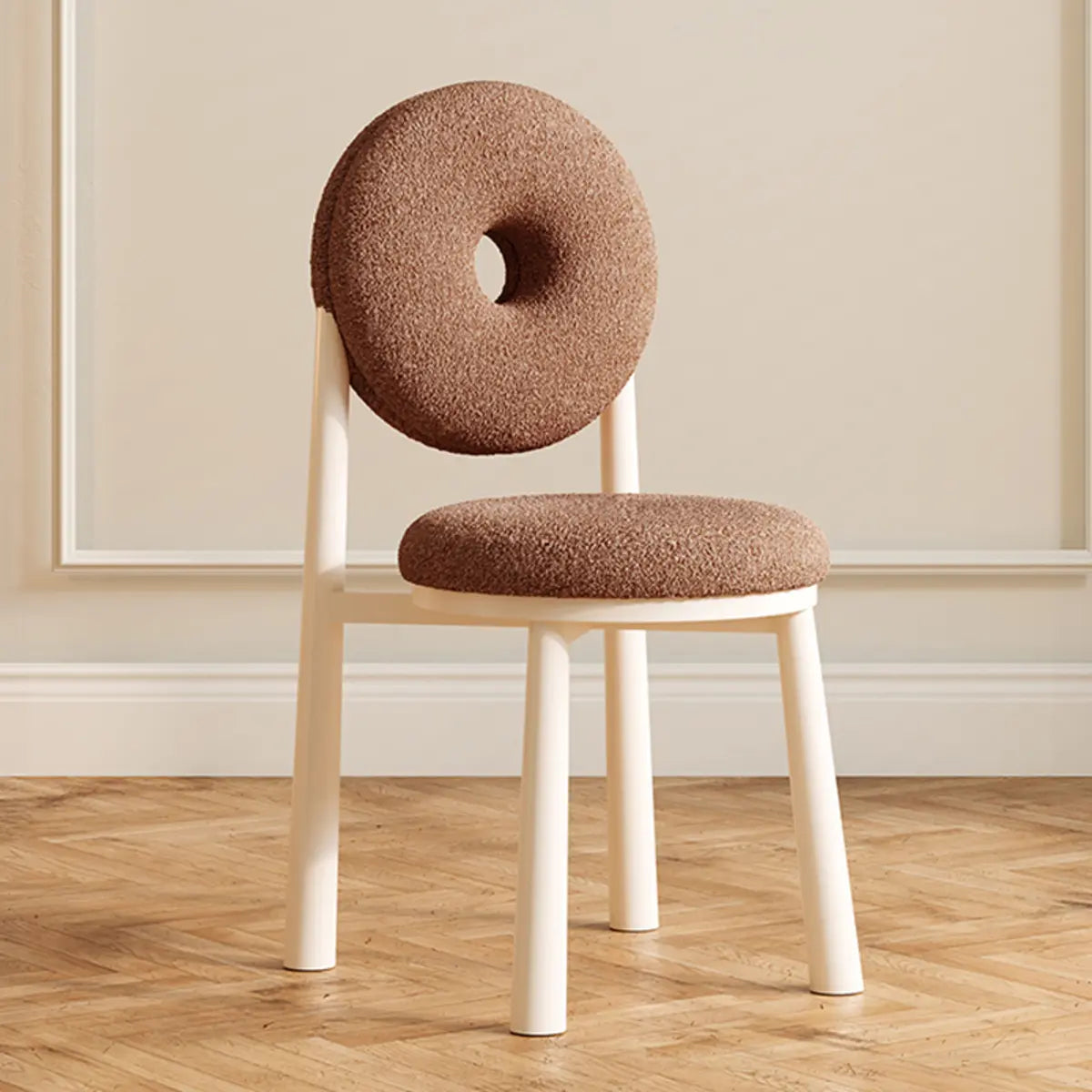 Blue Sherpa Natural Leg High-Back Textured Side Chair Image - 16