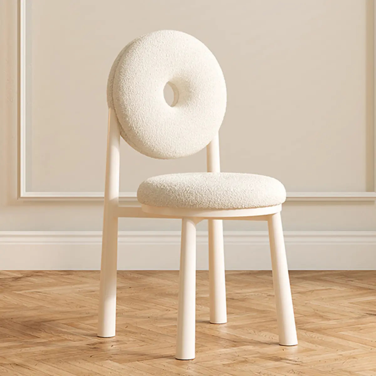 Blue Sherpa Natural Leg High-Back Textured Side Chair Image - 17