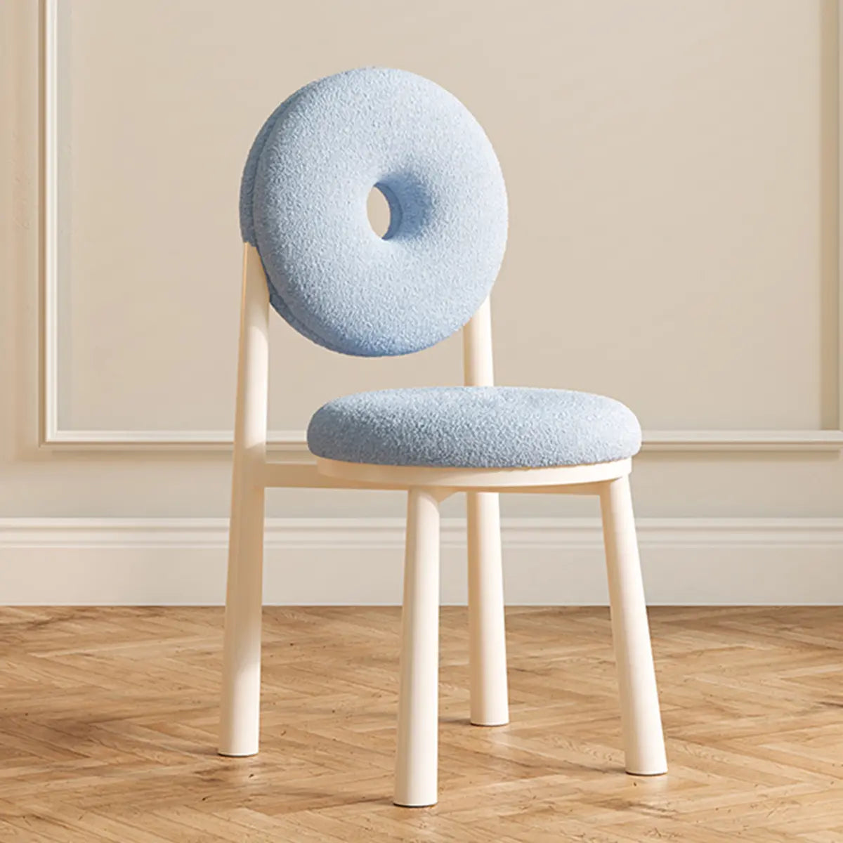 Blue Sherpa Natural Leg High-Back Textured Side Chair Image - 18