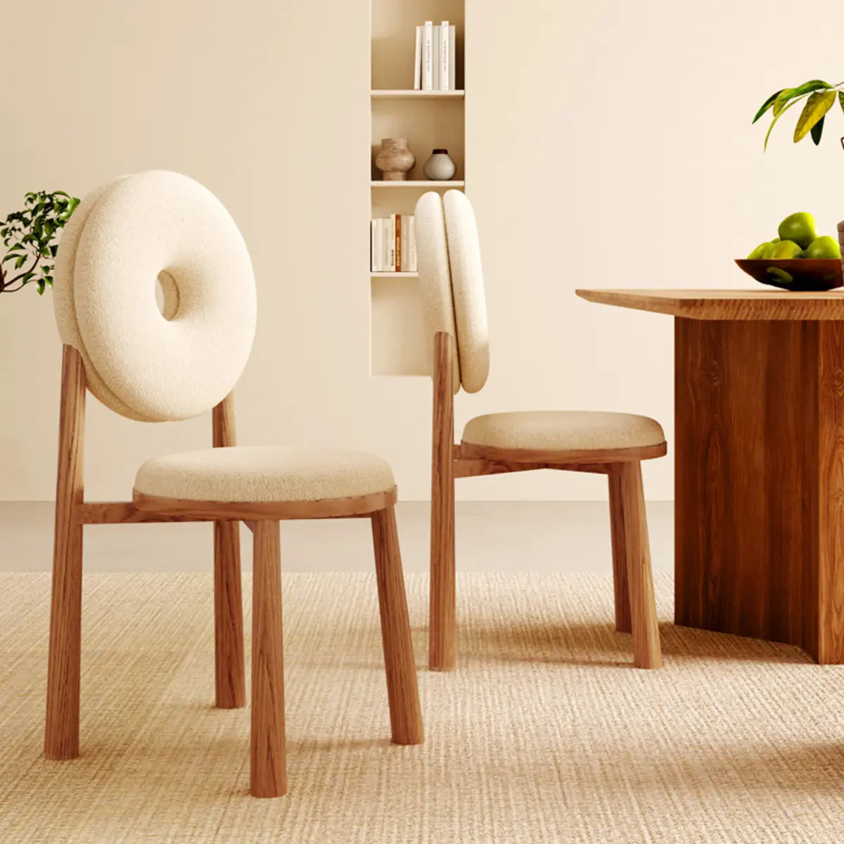 Blue Sherpa Natural Leg High-Back Textured Side Chair Image - 2