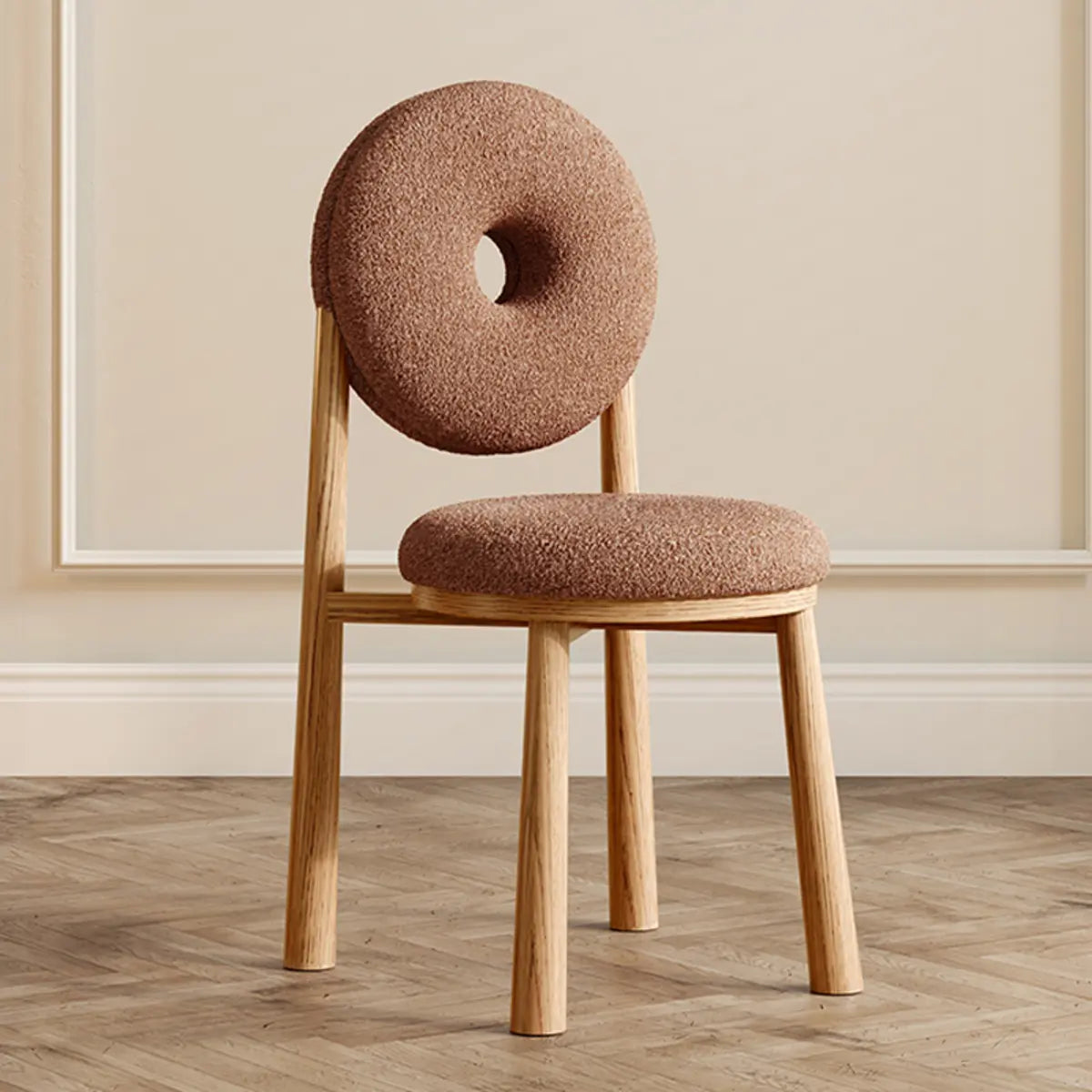 Blue Sherpa Natural Leg High-Back Textured Side Chair Image - 3
