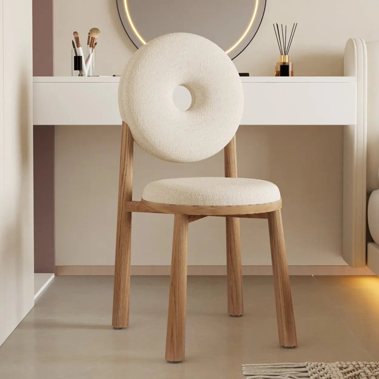 Blue Sherpa Natural Leg High-Back Textured Side Chair Image - 4